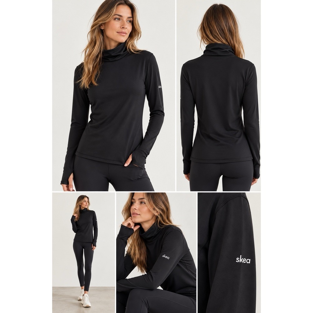 SKEA Bella Turtleneck Women's L Black Stretch Long Sleeve Base Layer Ski Top
